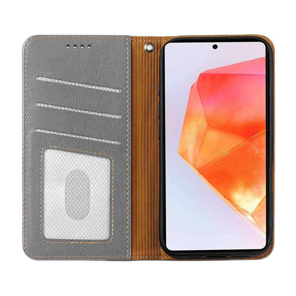 For Samsung Galaxy A57 5G Case Wallet RFID Blocking Leather Phone Cover Strong Magnetic Closure - Grey