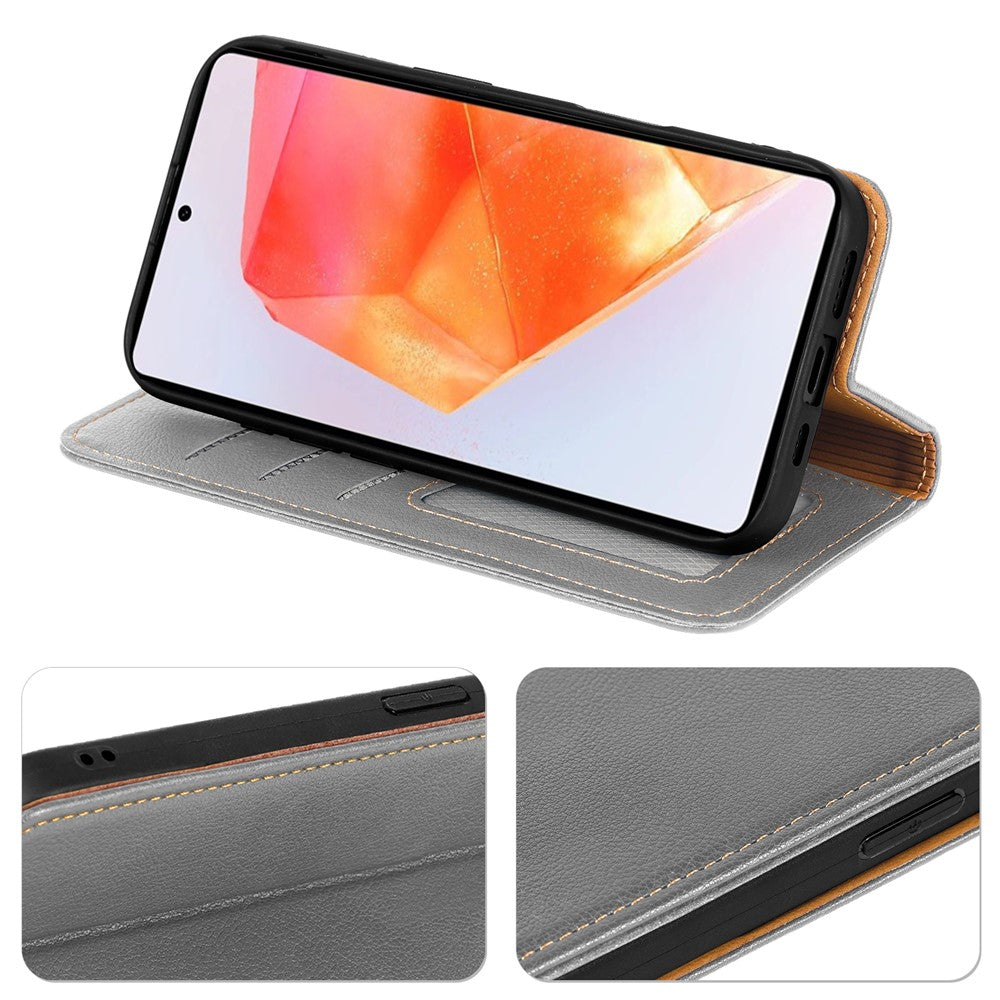 For Samsung Galaxy A57 5G Case Wallet RFID Blocking Leather Phone Cover Strong Magnetic Closure - Grey