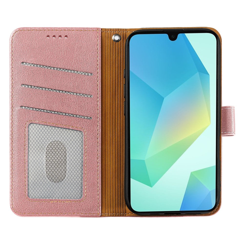 For Samsung Galaxy A57 5G Case RFID Blocking Wallet Litchi Texture Leather Phone Cover Magnetic Clasp - Rose Gold