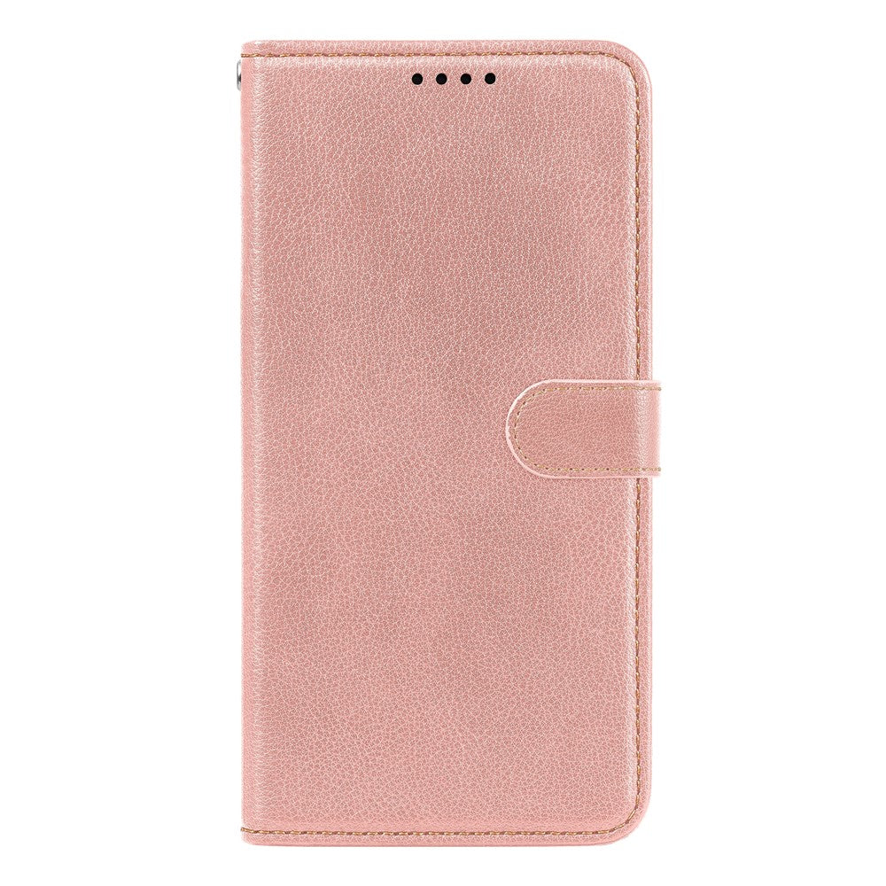 For Samsung Galaxy A57 5G Case RFID Blocking Wallet Litchi Texture Leather Phone Cover Magnetic Clasp - Rose Gold