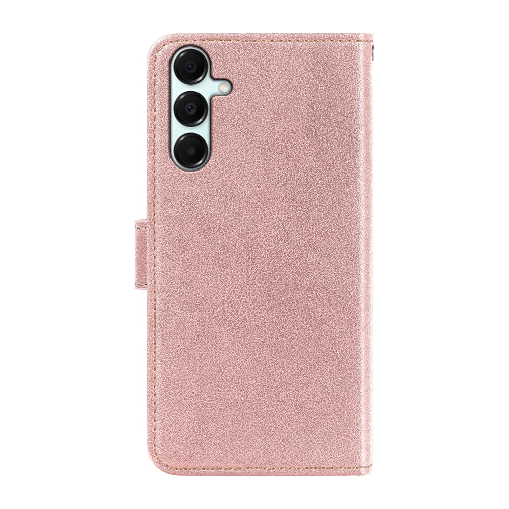 For Samsung Galaxy A57 5G Case RFID Blocking Wallet Litchi Texture Leather Phone Cover Magnetic Clasp - Rose Gold