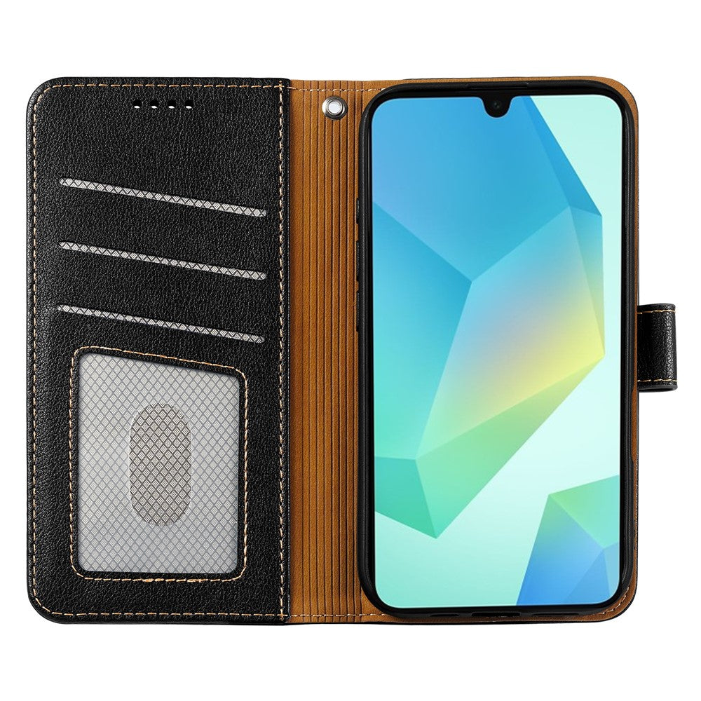 For Samsung Galaxy A57 5G Case RFID Blocking Wallet Litchi Texture Leather Phone Cover Magnetic Clasp - Black