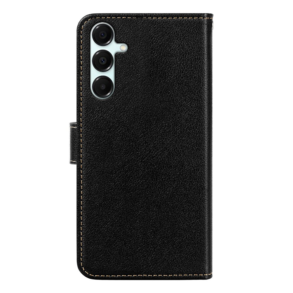 For Samsung Galaxy A57 5G Case RFID Blocking Wallet Litchi Texture Leather Phone Cover Magnetic Clasp - Black