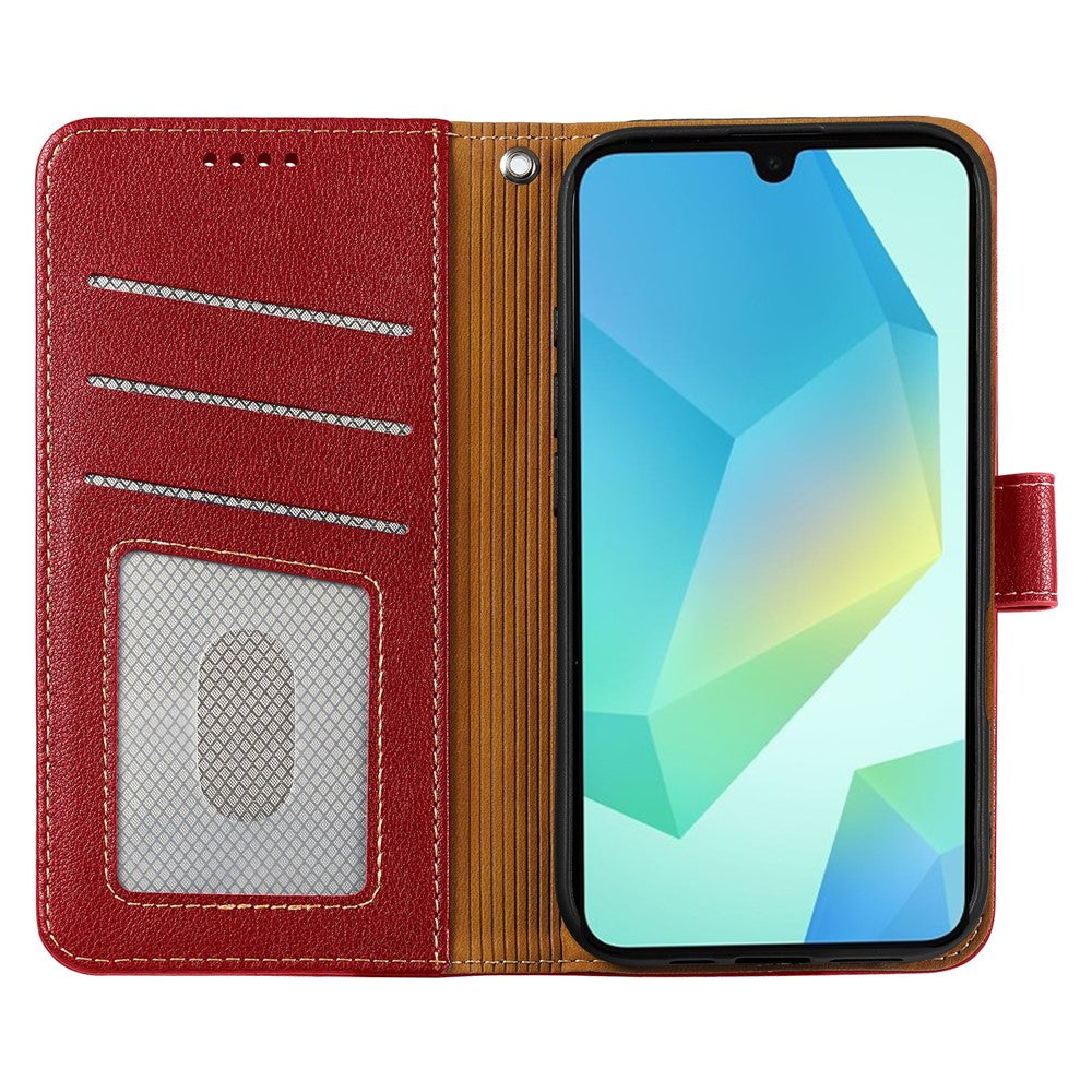For Samsung Galaxy A57 5G Case RFID Blocking Wallet Litchi Texture Leather Phone Cover Magnetic Clasp - Red