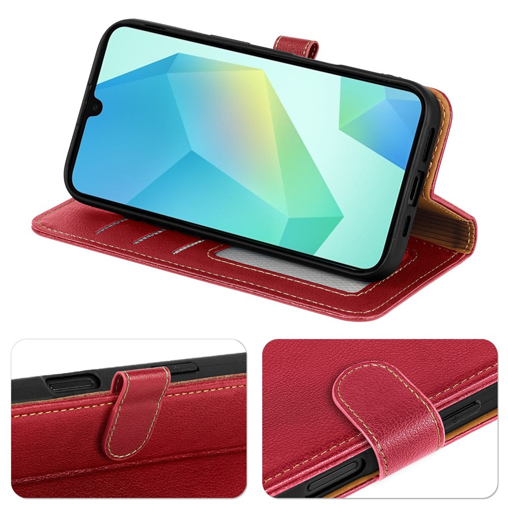 For Samsung Galaxy A57 5G Case RFID Blocking Wallet Litchi Texture Leather Phone Cover Magnetic Clasp - Red