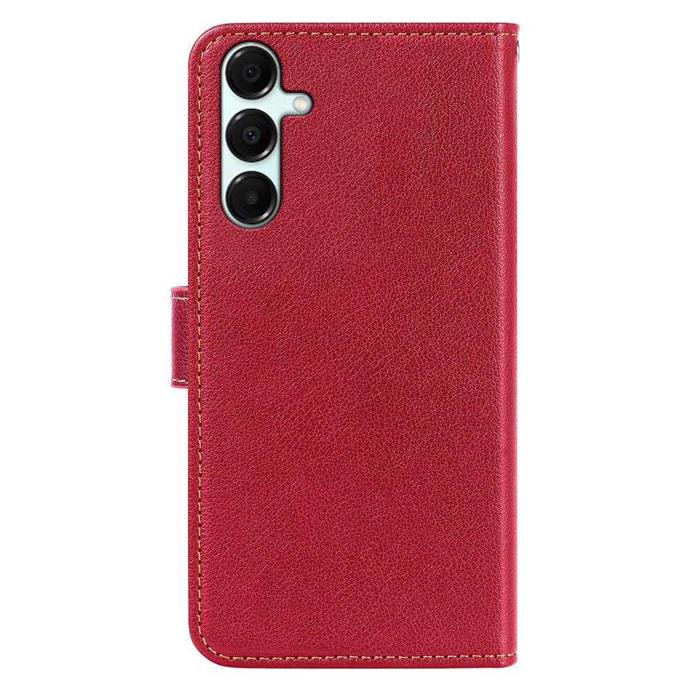 For Samsung Galaxy A57 5G Case RFID Blocking Wallet Litchi Texture Leather Phone Cover Magnetic Clasp - Red