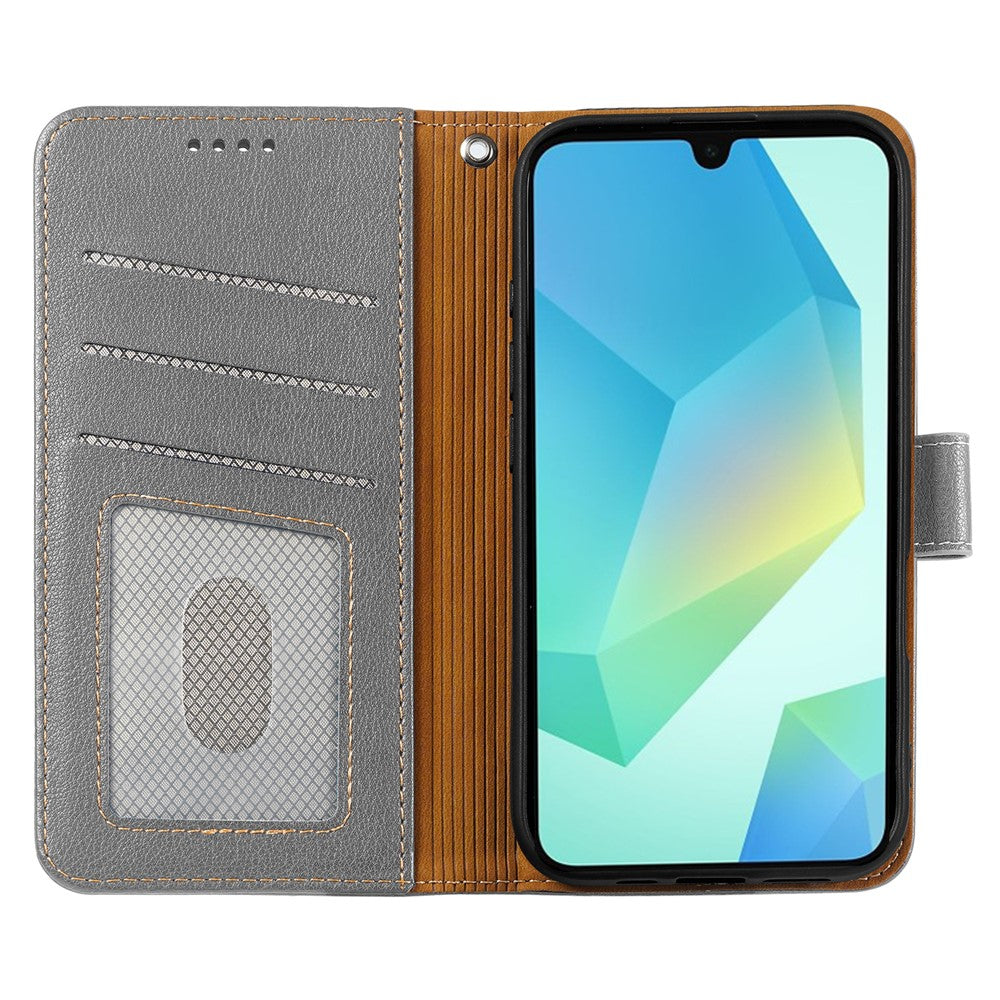 For Samsung Galaxy A57 5G Case RFID Blocking Wallet Litchi Texture Leather Phone Cover Magnetic Clasp - Grey