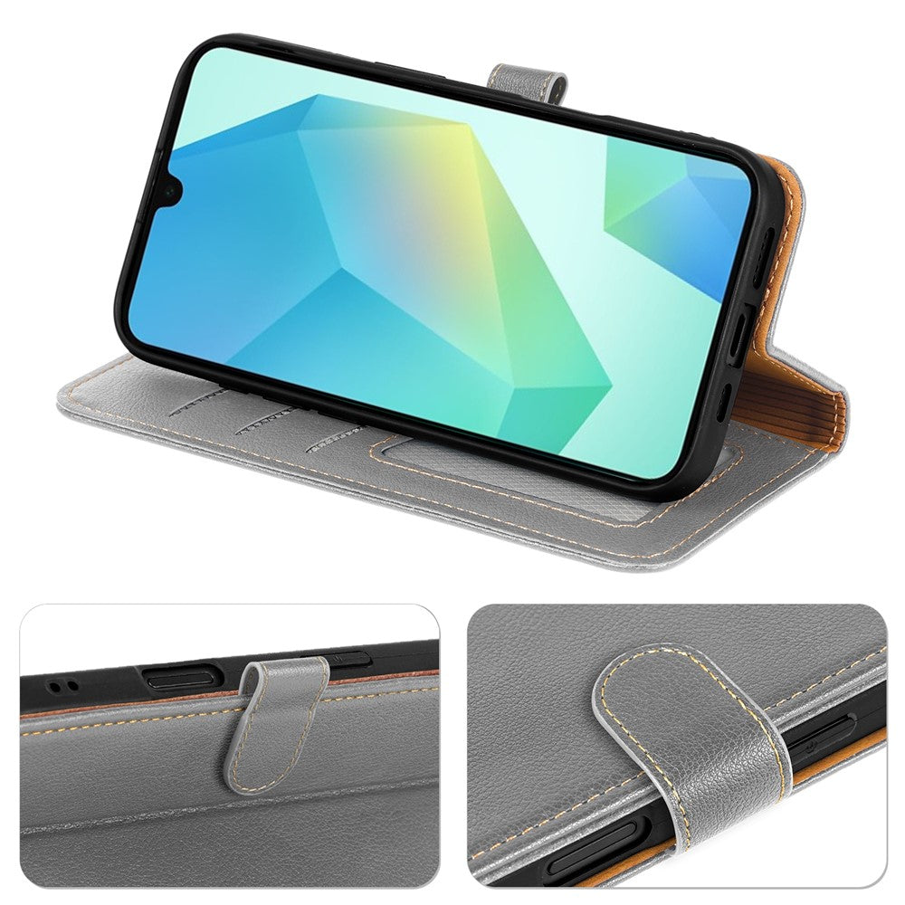 For Samsung Galaxy A57 5G Case RFID Blocking Wallet Litchi Texture Leather Phone Cover Magnetic Clasp - Grey