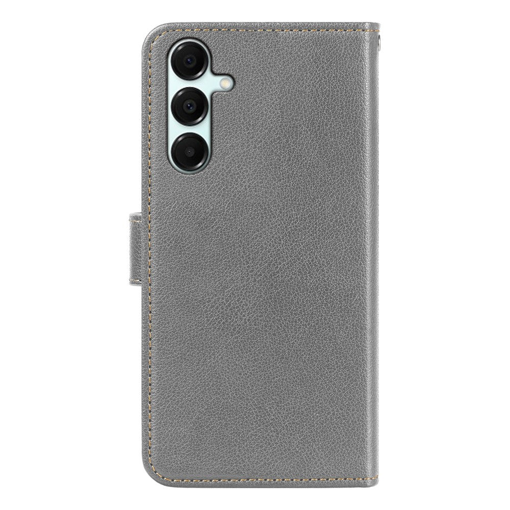 For Samsung Galaxy A57 5G Case RFID Blocking Wallet Litchi Texture Leather Phone Cover Magnetic Clasp - Grey