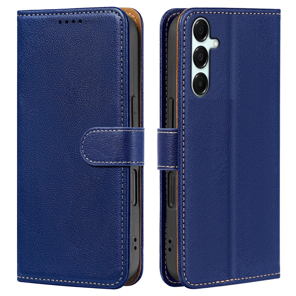 For Samsung Galaxy A57 5G Case RFID Blocking Wallet Litchi Texture Leather Phone Cover Magnetic Clasp - Blue