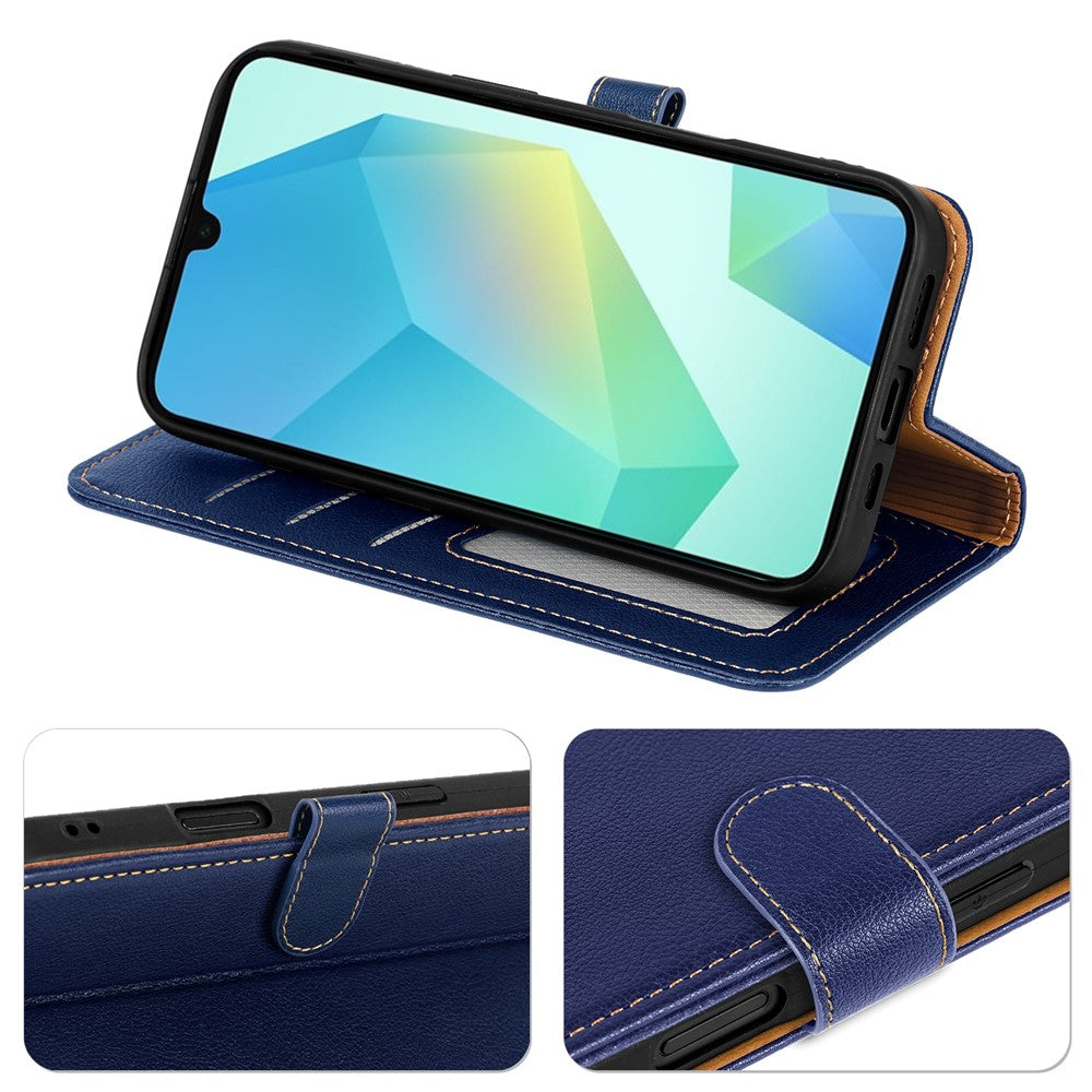 For Samsung Galaxy A57 5G Case RFID Blocking Wallet Litchi Texture Leather Phone Cover Magnetic Clasp - Blue