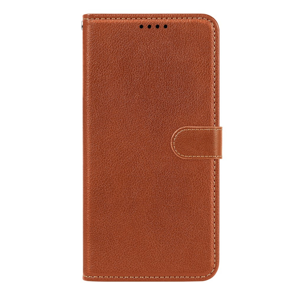 For Samsung Galaxy A57 5G Case RFID Blocking Wallet Litchi Texture Leather Phone Cover Magnetic Clasp - Brown