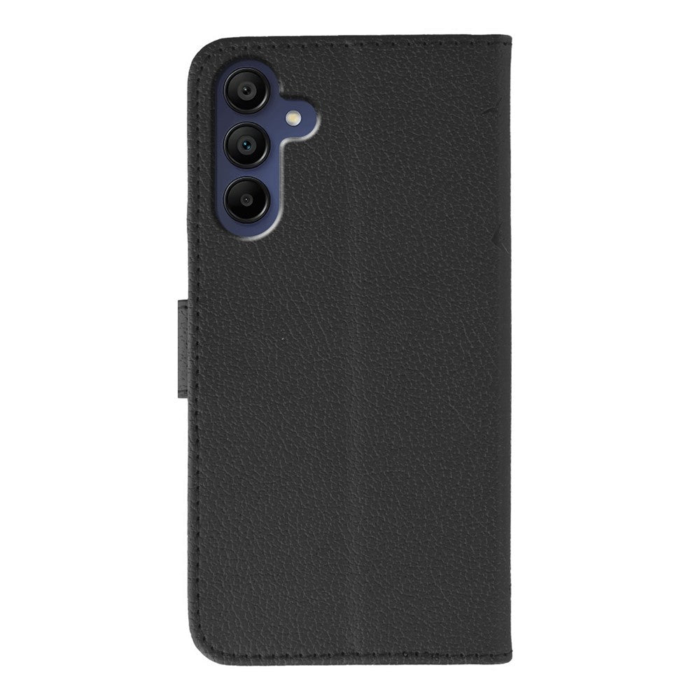 For Samsung Galaxy A57 5G Case Feather Imprint PU Leather Wallet Phone Cover - Black
