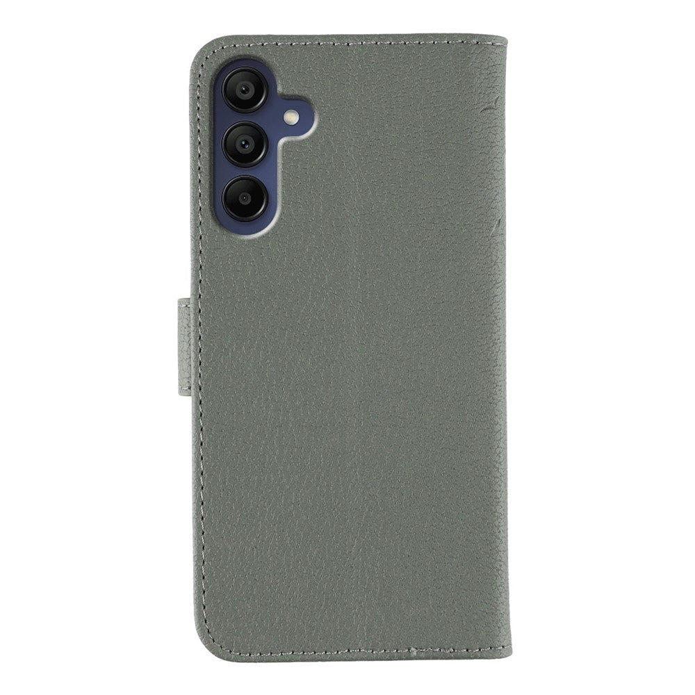 For Samsung Galaxy A57 5G Case Feather Imprint PU Leather Wallet Phone Cover - Grey