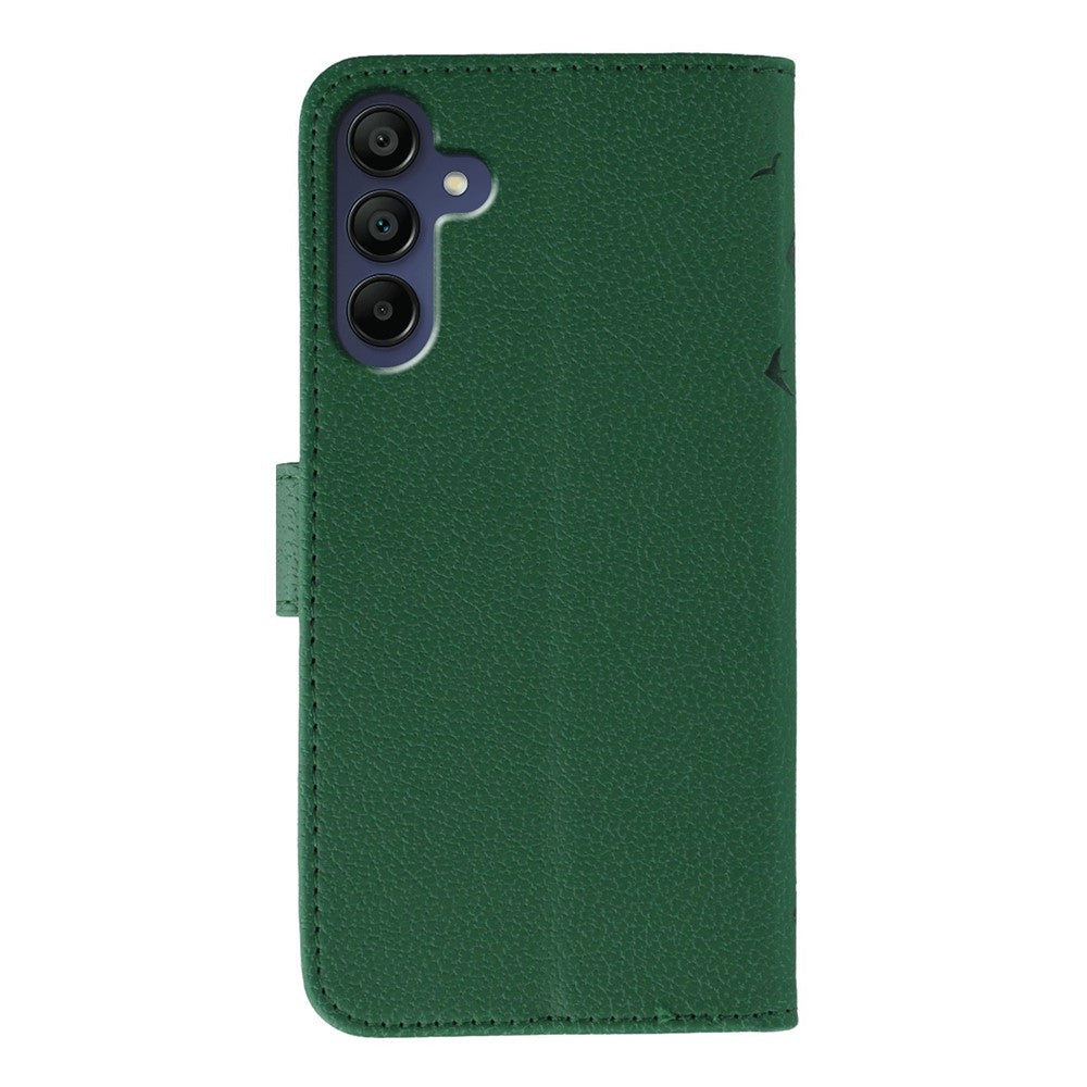 For Samsung Galaxy A57 5G Case Feather Imprint PU Leather Wallet Phone Cover - Green