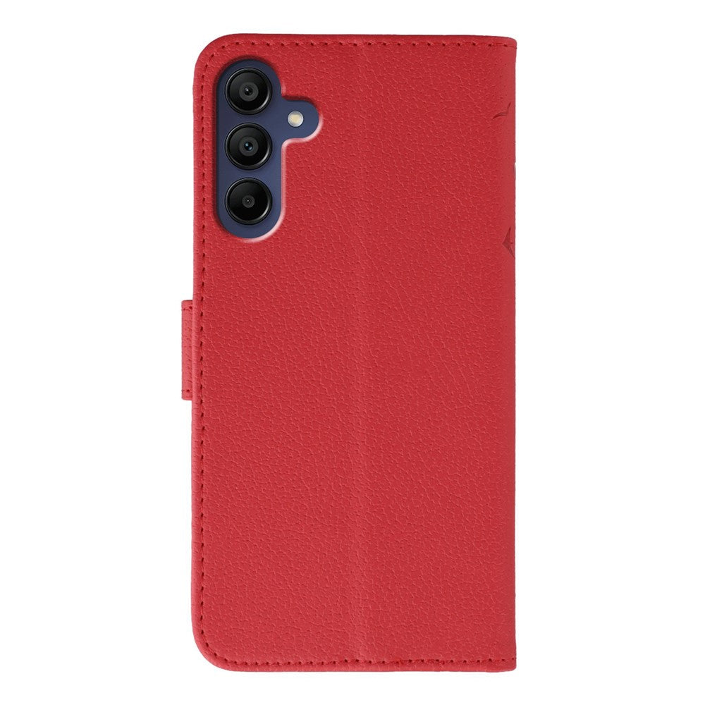For Samsung Galaxy A57 5G Case Feather Imprint PU Leather Wallet Phone Cover - Red