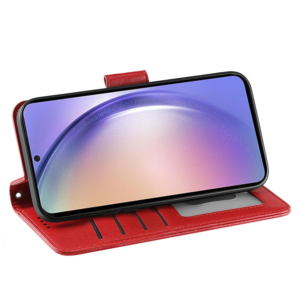 For Samsung Galaxy A57 5G Case Stand Card Holder Wallet Leather Phone Cover - Red