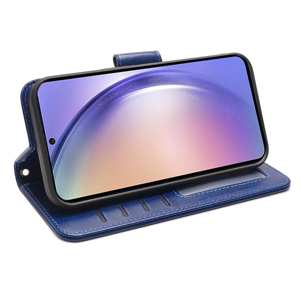 For Samsung Galaxy A57 5G Case Stand Card Holder Wallet Leather Phone Cover - Blue