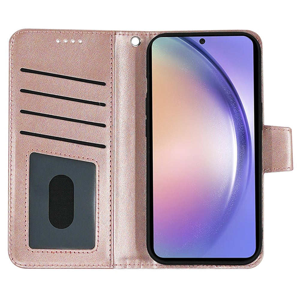 For Samsung Galaxy A57 5G Case Stand Card Holder Wallet Leather Phone Cover - Rose Gold
