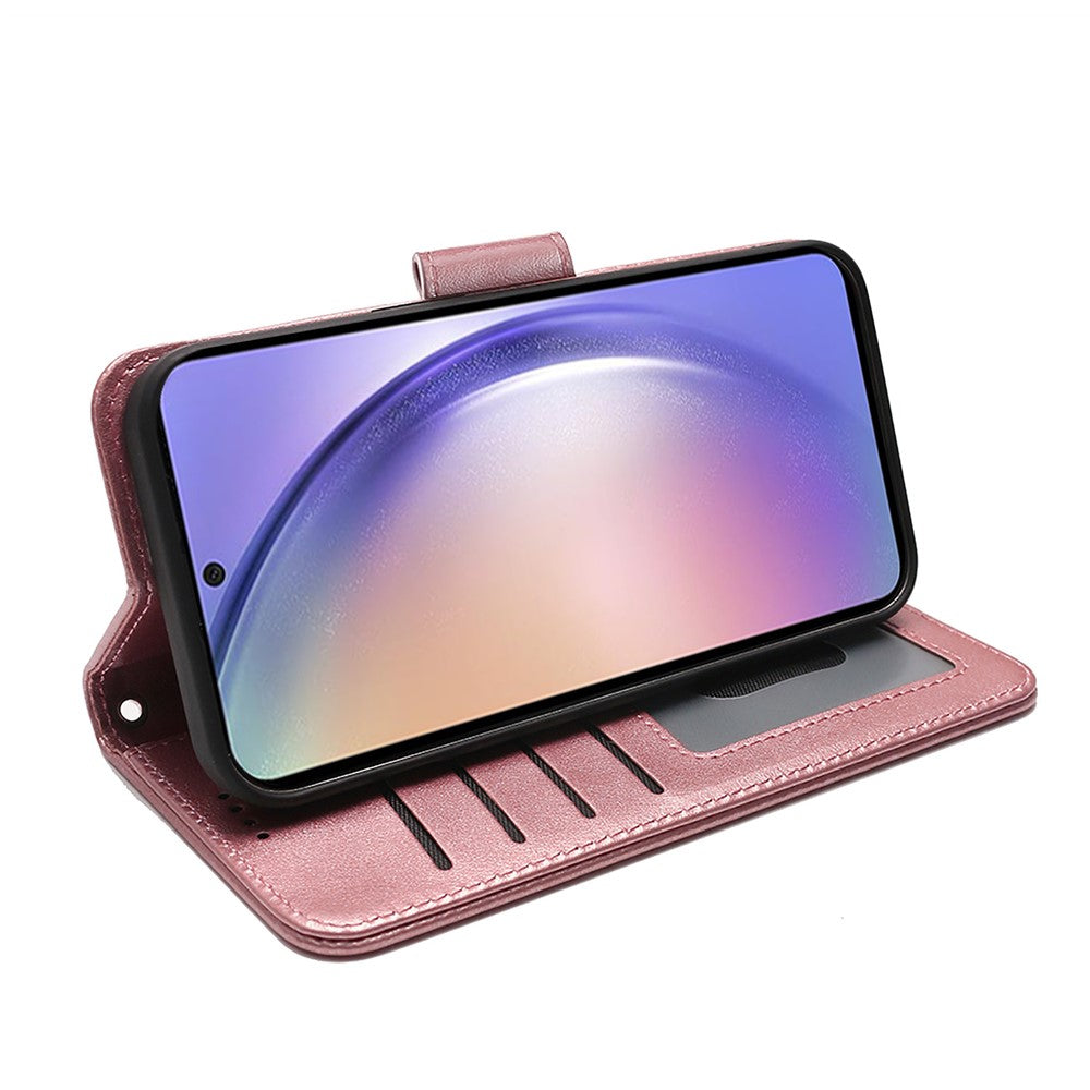 For Samsung Galaxy A57 5G Case Stand Card Holder Wallet Leather Phone Cover - Rose Gold
