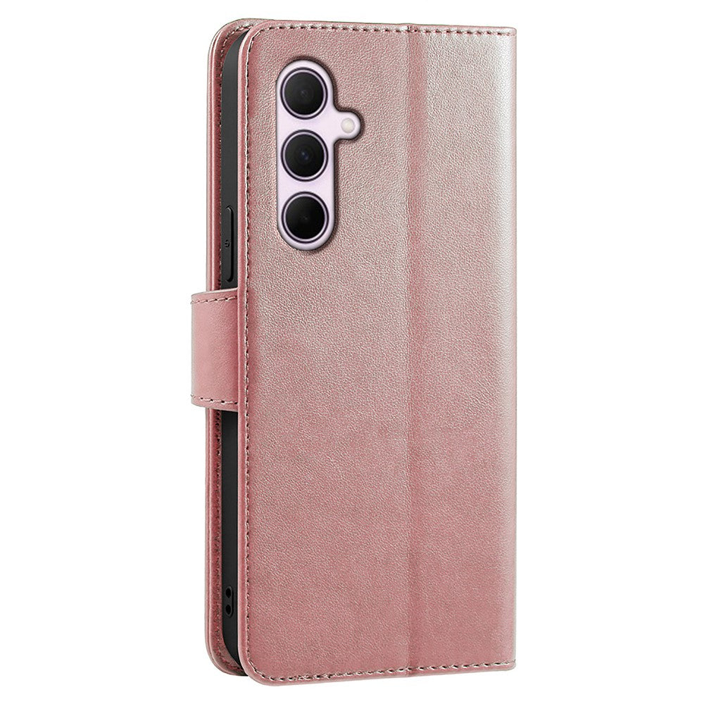 For Samsung Galaxy A57 5G Case Stand Card Holder Wallet Leather Phone Cover - Rose Gold