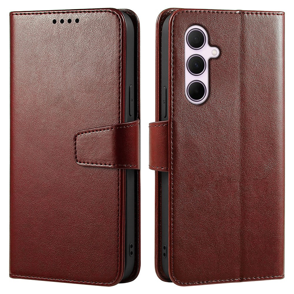 For Samsung Galaxy A57 5G Case Stand Card Holder Wallet Leather Phone Cover - Brown