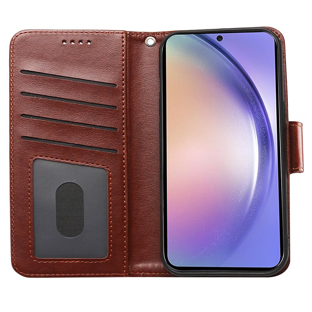 For Samsung Galaxy A57 5G Case Stand Card Holder Wallet Leather Phone Cover - Brown