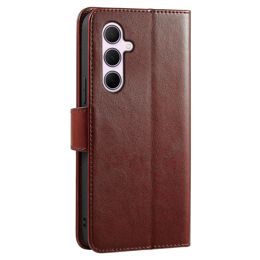 For Samsung Galaxy A57 5G Case Stand Card Holder Wallet Leather Phone Cover - Brown