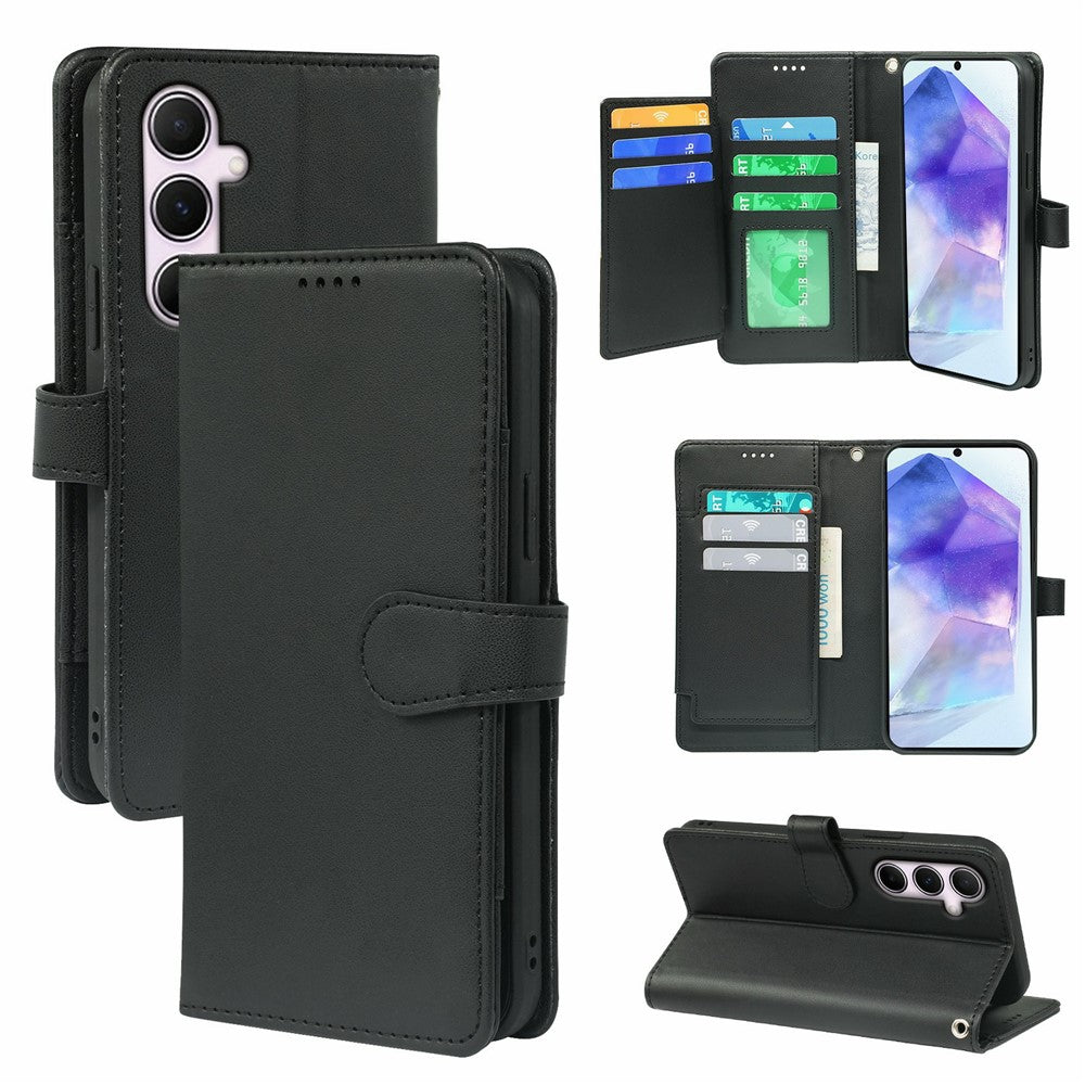 For Samsung Galaxy A57 5G Case with 9 Card Slots PU Leather Stand Phone Cover - Black