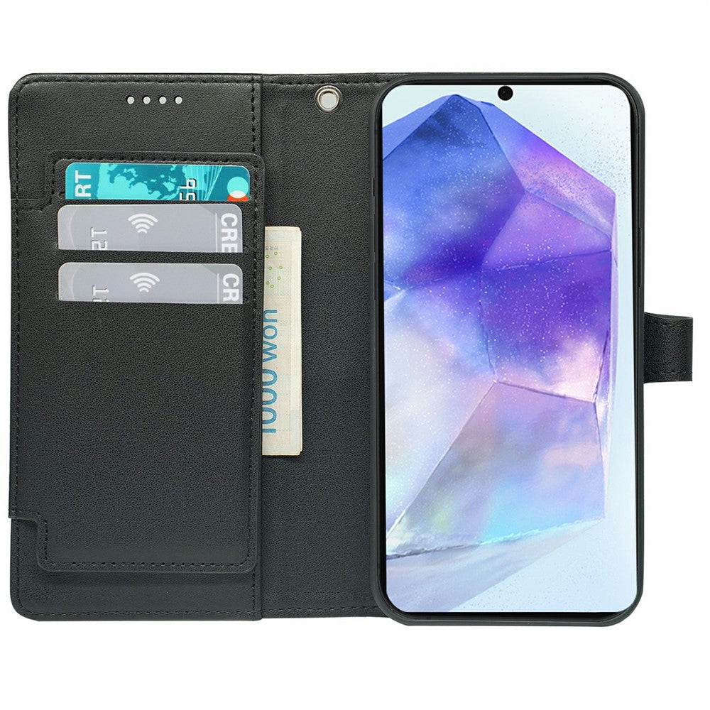 For Samsung Galaxy A57 5G Case with 9 Card Slots PU Leather Stand Phone Cover - Black