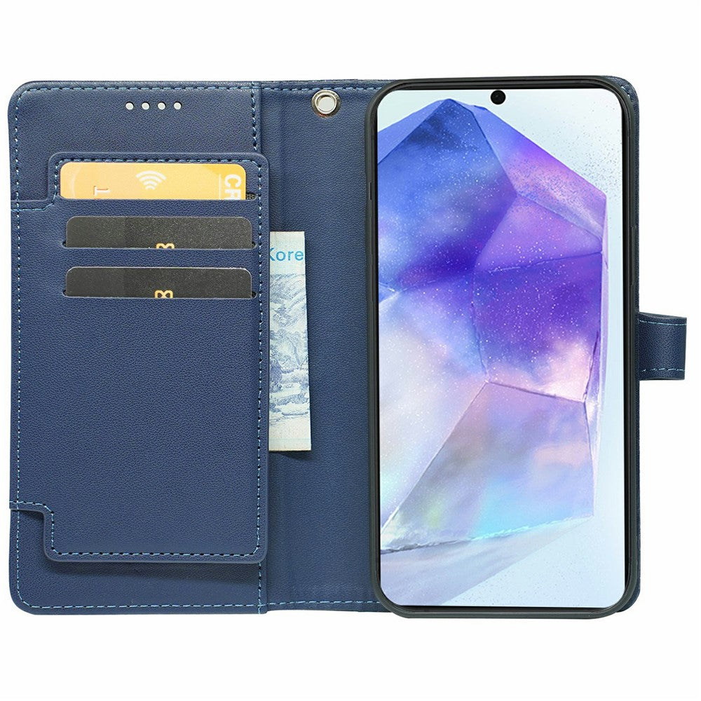 For Samsung Galaxy A57 5G Case with 9 Card Slots PU Leather Stand Phone Cover - Blue