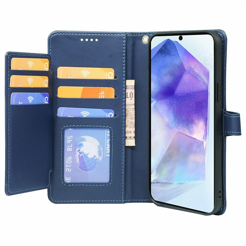 For Samsung Galaxy A57 5G Case with 9 Card Slots PU Leather Stand Phone Cover - Blue