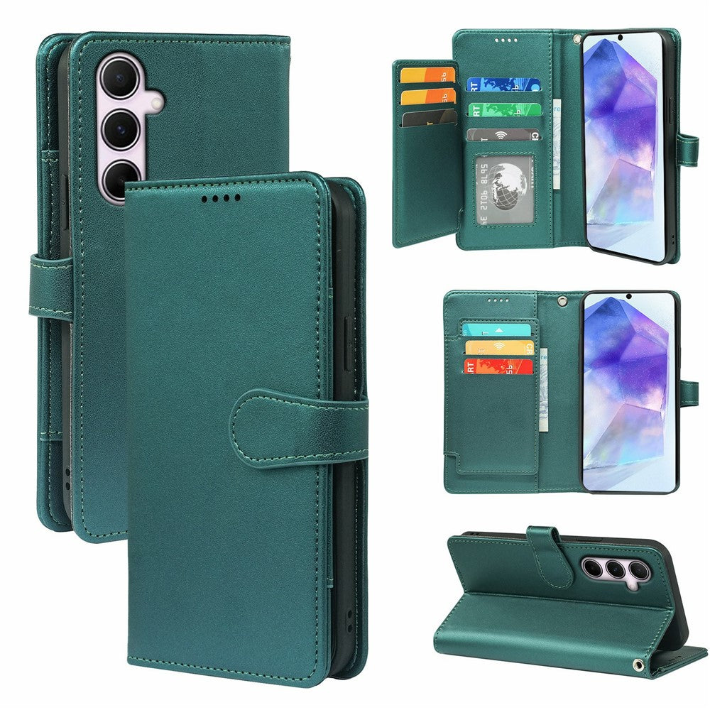 For Samsung Galaxy A57 5G Case with 9 Card Slots PU Leather Stand Phone Cover - Green