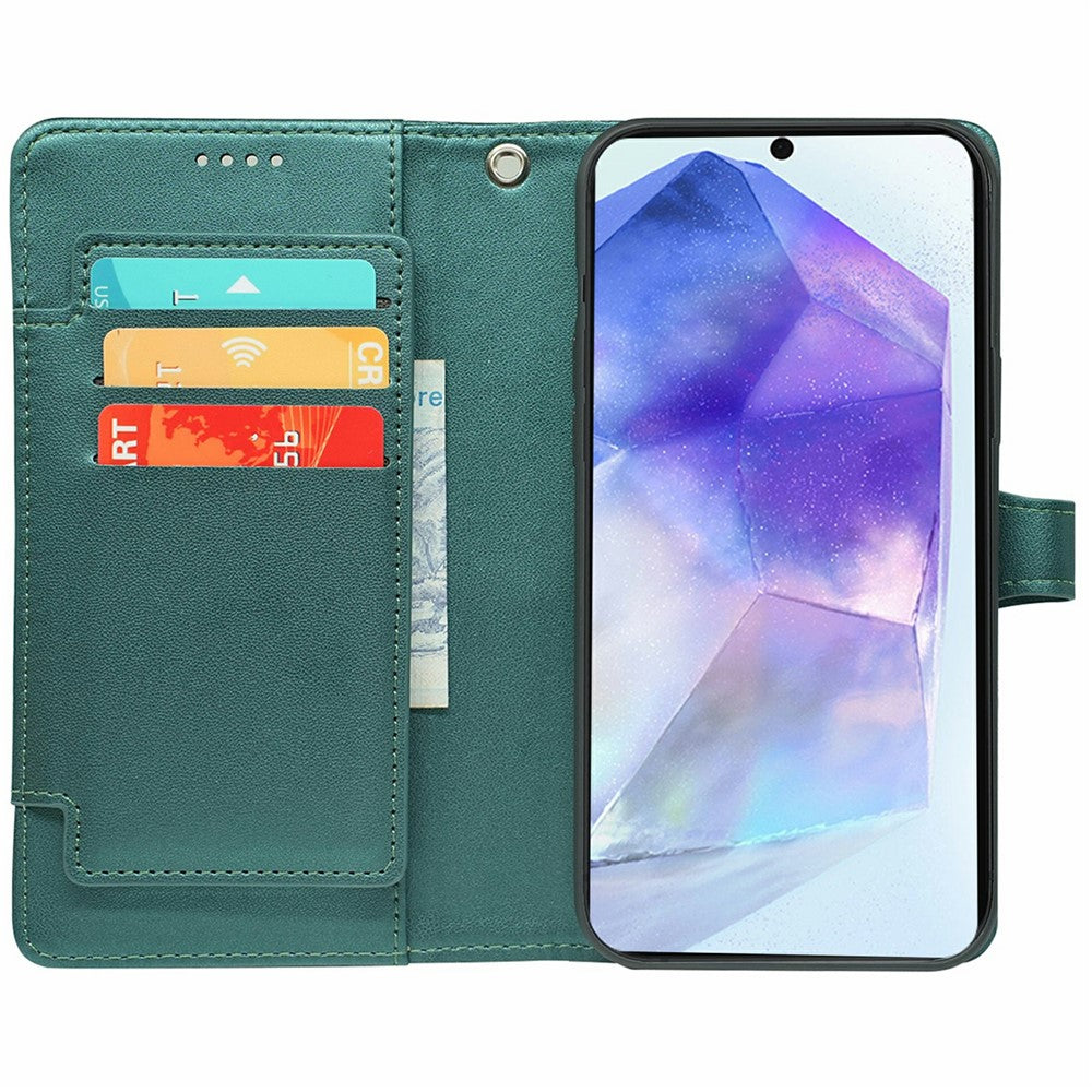 For Samsung Galaxy A57 5G Case with 9 Card Slots PU Leather Stand Phone Cover - Green