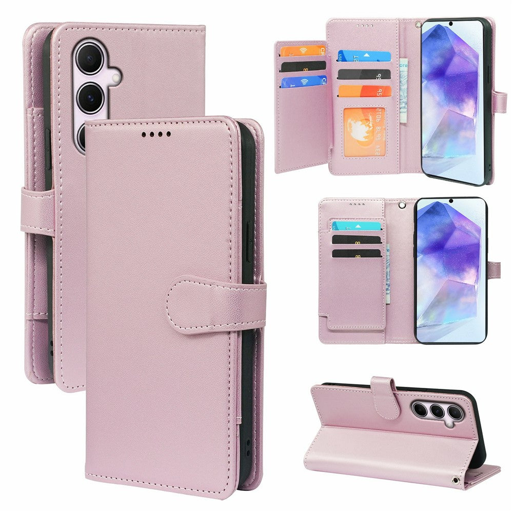 For Samsung Galaxy A57 5G Case with 9 Card Slots PU Leather Stand Phone Cover - Rose Gold