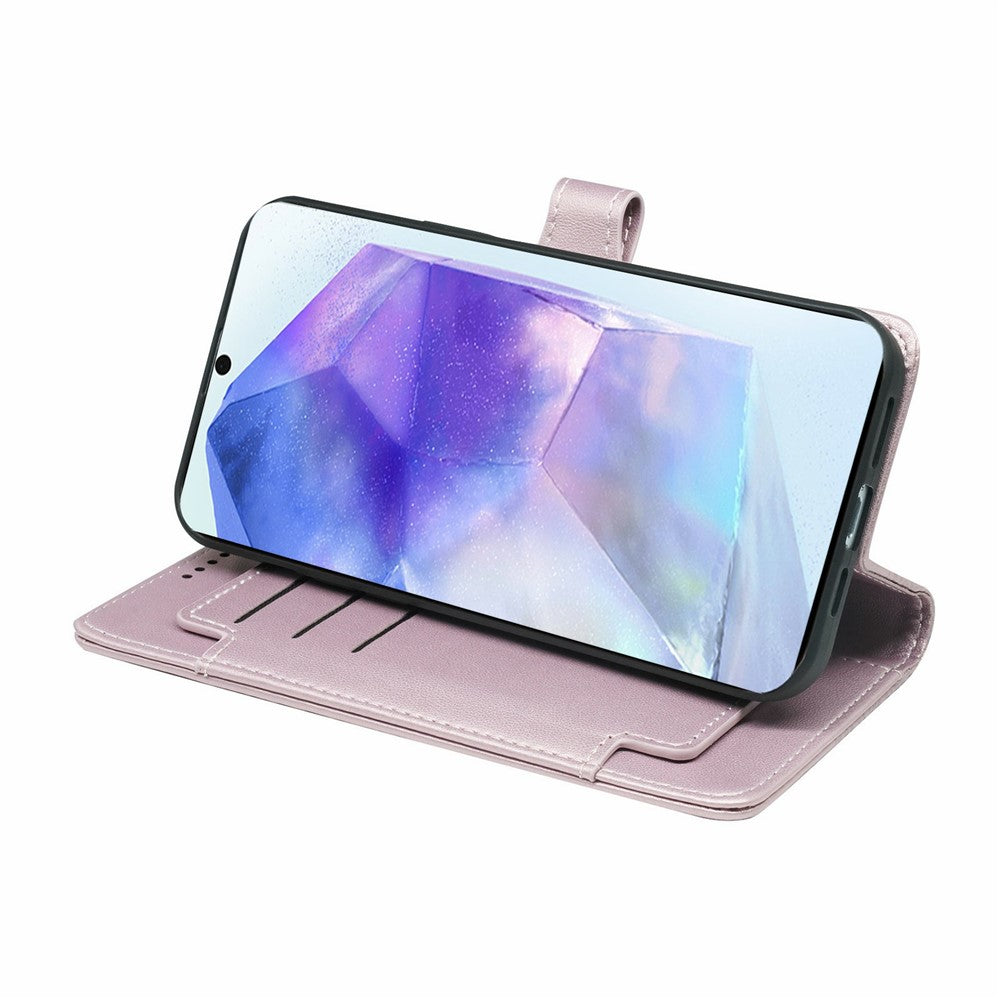 For Samsung Galaxy A57 5G Case with 9 Card Slots PU Leather Stand Phone Cover - Rose Gold