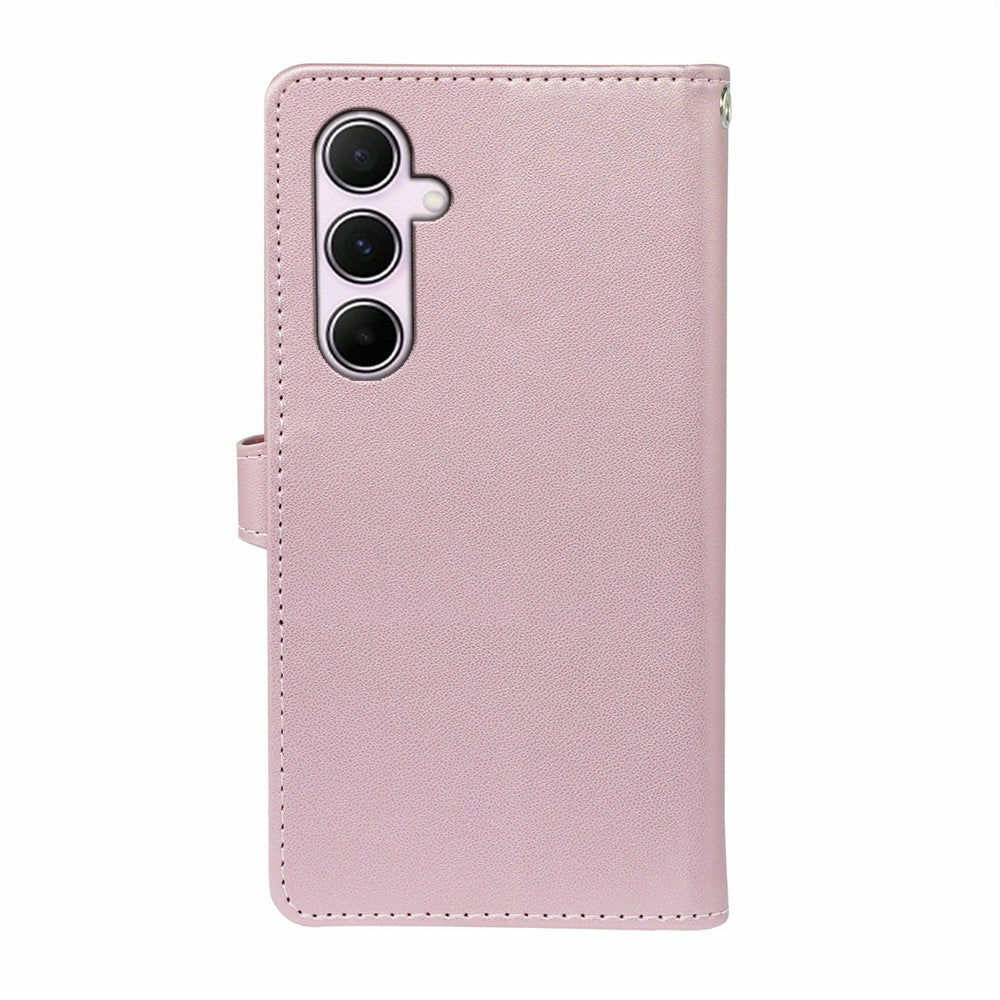 For Samsung Galaxy A57 5G Case with 9 Card Slots PU Leather Stand Phone Cover - Rose Gold