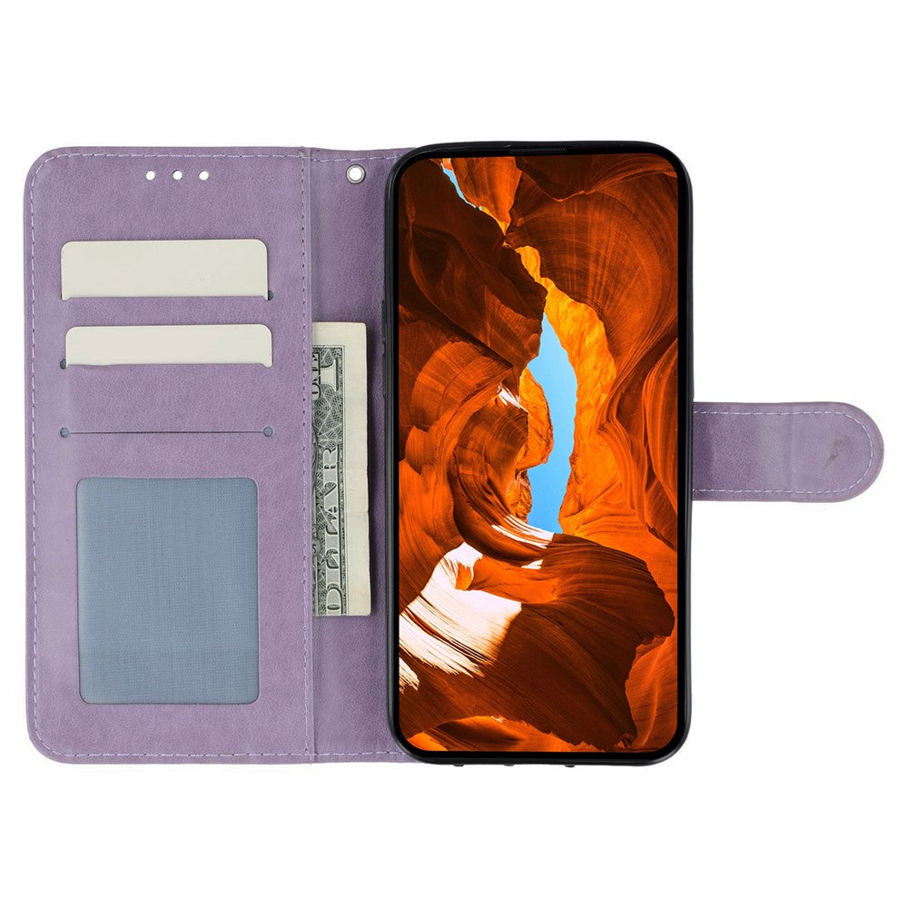 For Samsung Galaxy A57 5G Case PU Leather Flip Wallet Phone Cover with Strap - Purple
