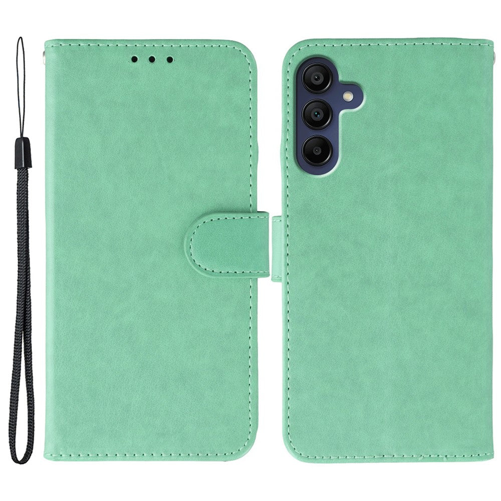 For Samsung Galaxy A57 5G Case PU Leather Flip Wallet Phone Cover with Strap - Green