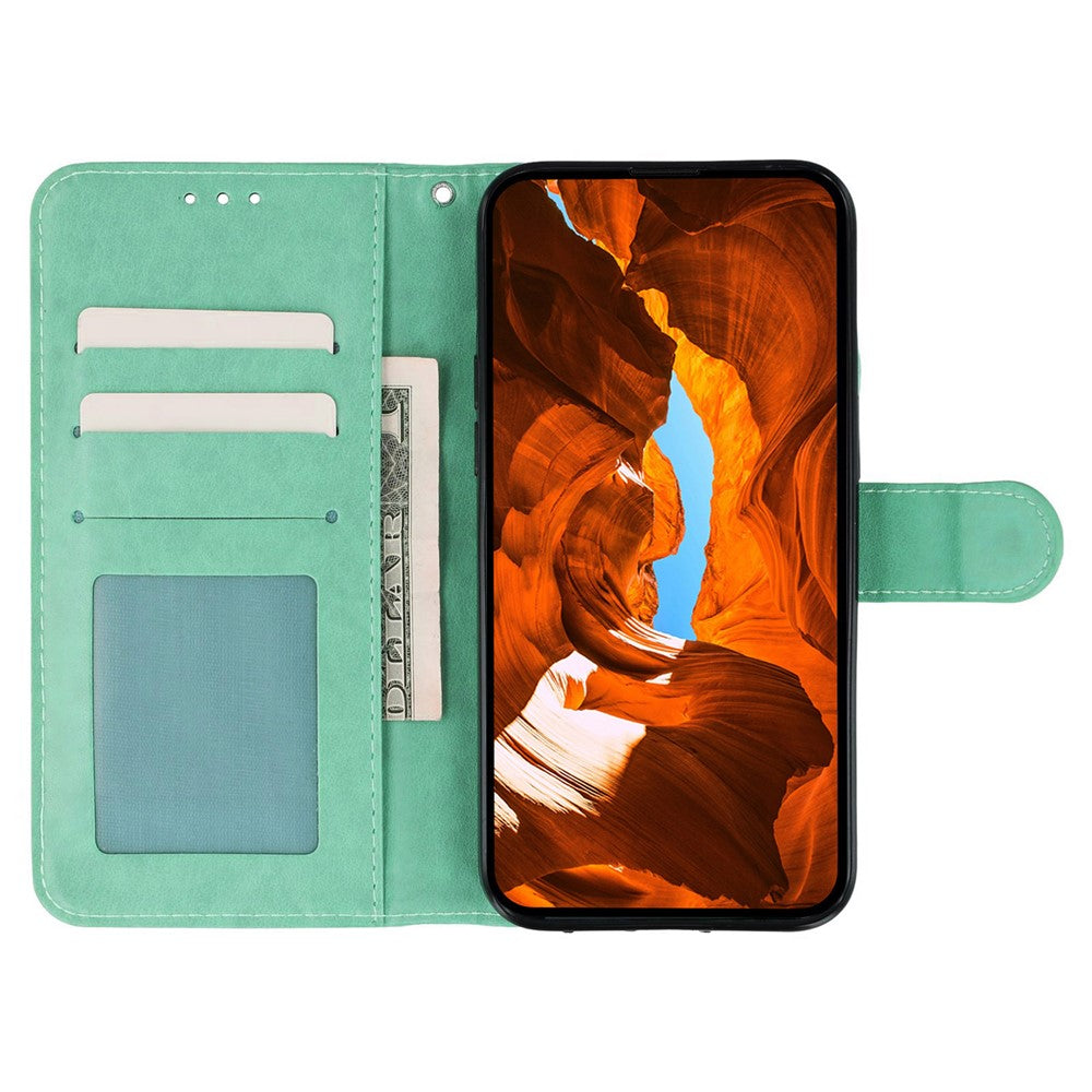 For Samsung Galaxy A57 5G Case PU Leather Flip Wallet Phone Cover with Strap - Green