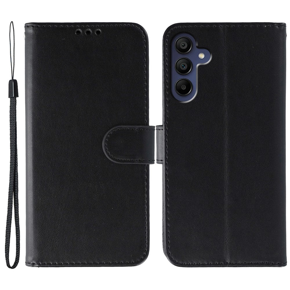 For Samsung Galaxy A57 5G Case PU Leather Flip Wallet Phone Cover with Strap - Black