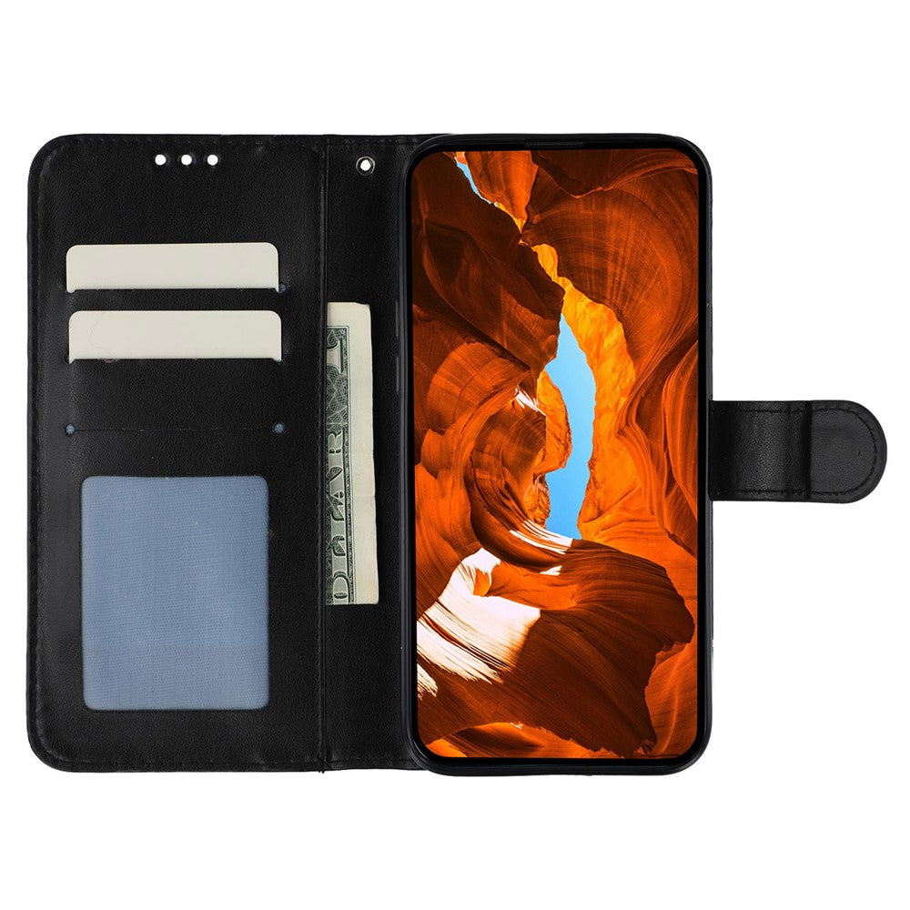 For Samsung Galaxy A57 5G Case PU Leather Flip Wallet Phone Cover with Strap - Black