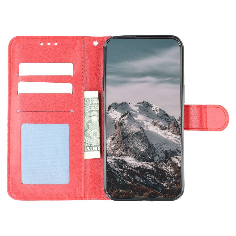 For Samsung Galaxy A57 5G Case Rhinestone Decor PU Leather Mandala Imprint Phone Cover with Wrist Strap - Red