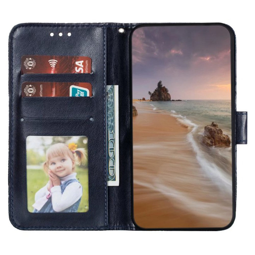 For Samsung Galaxy A57 5G Case Lace Flowers PU Leather Flip Wallet Phone Cover - Black