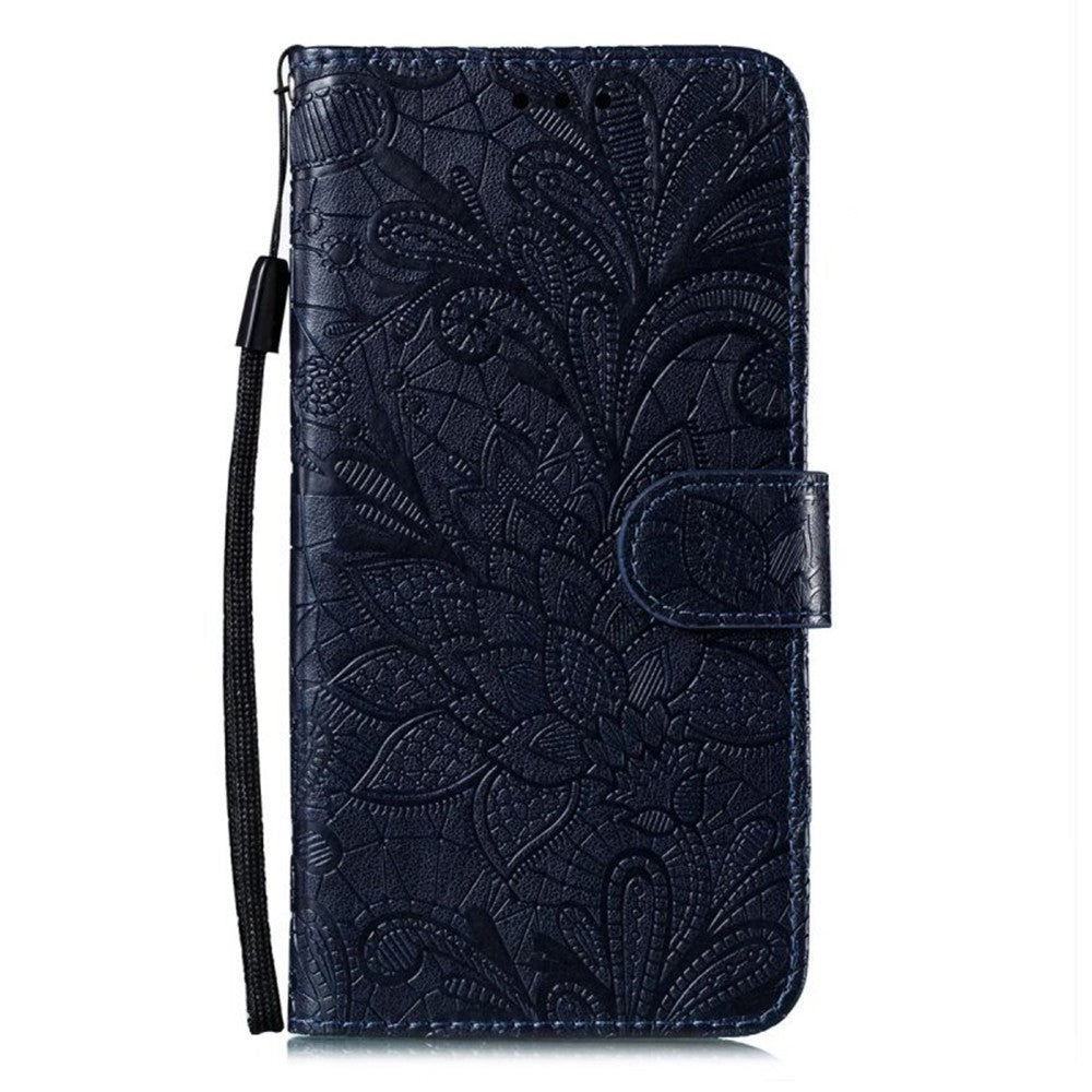 For Samsung Galaxy A57 5G Case Lace Flowers PU Leather Flip Wallet Phone Cover - Black