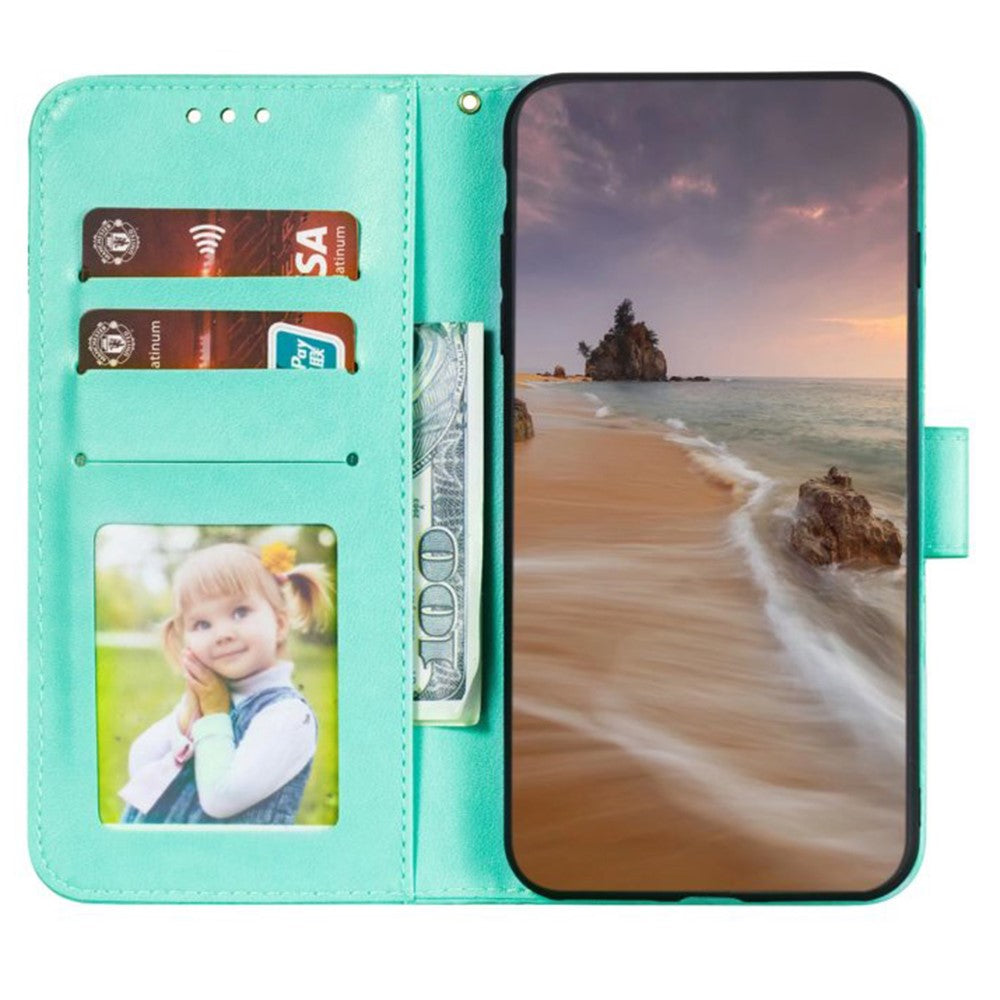 For Samsung Galaxy A57 5G Case Lace Flowers PU Leather Flip Wallet Phone Cover - Green