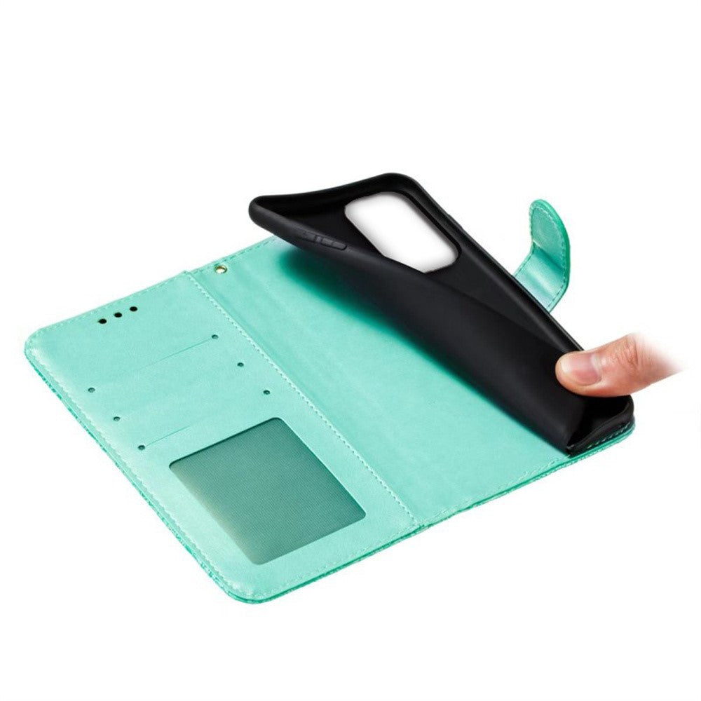 For Samsung Galaxy A57 5G Case Lace Flowers PU Leather Flip Wallet Phone Cover - Green