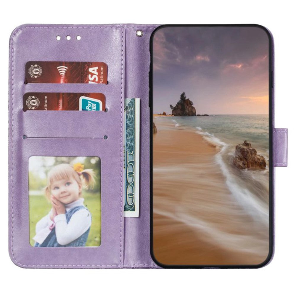 For Samsung Galaxy A57 5G Case Lace Flowers PU Leather Flip Wallet Phone Cover - Purple