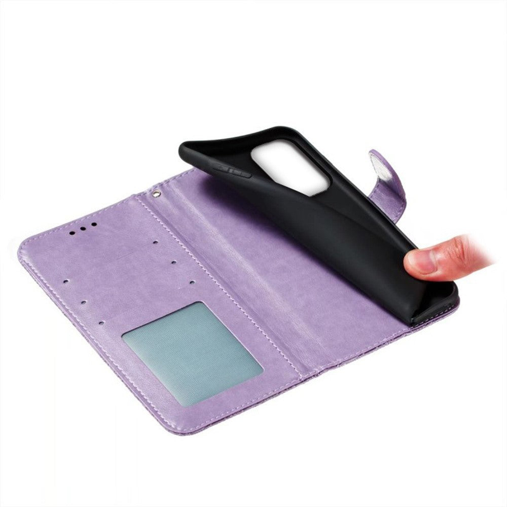 For Samsung Galaxy A57 5G Case Lace Flowers PU Leather Flip Wallet Phone Cover - Purple