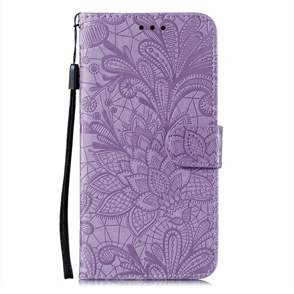 For Samsung Galaxy A57 5G Case Lace Flowers PU Leather Flip Wallet Phone Cover - Purple